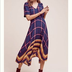 Anthropologie Striped Pane Midi